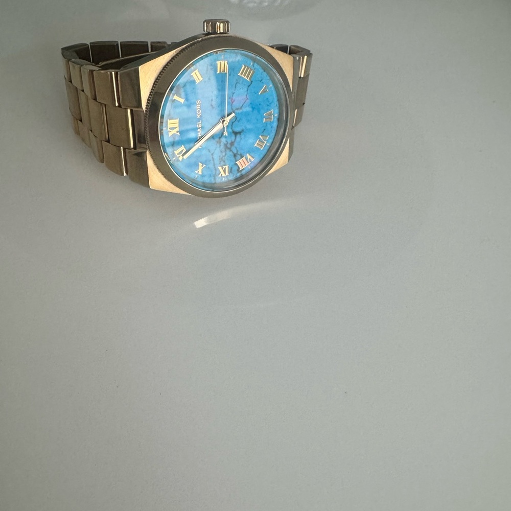 Michael Kors Gold and Blue Marble Dial Watch